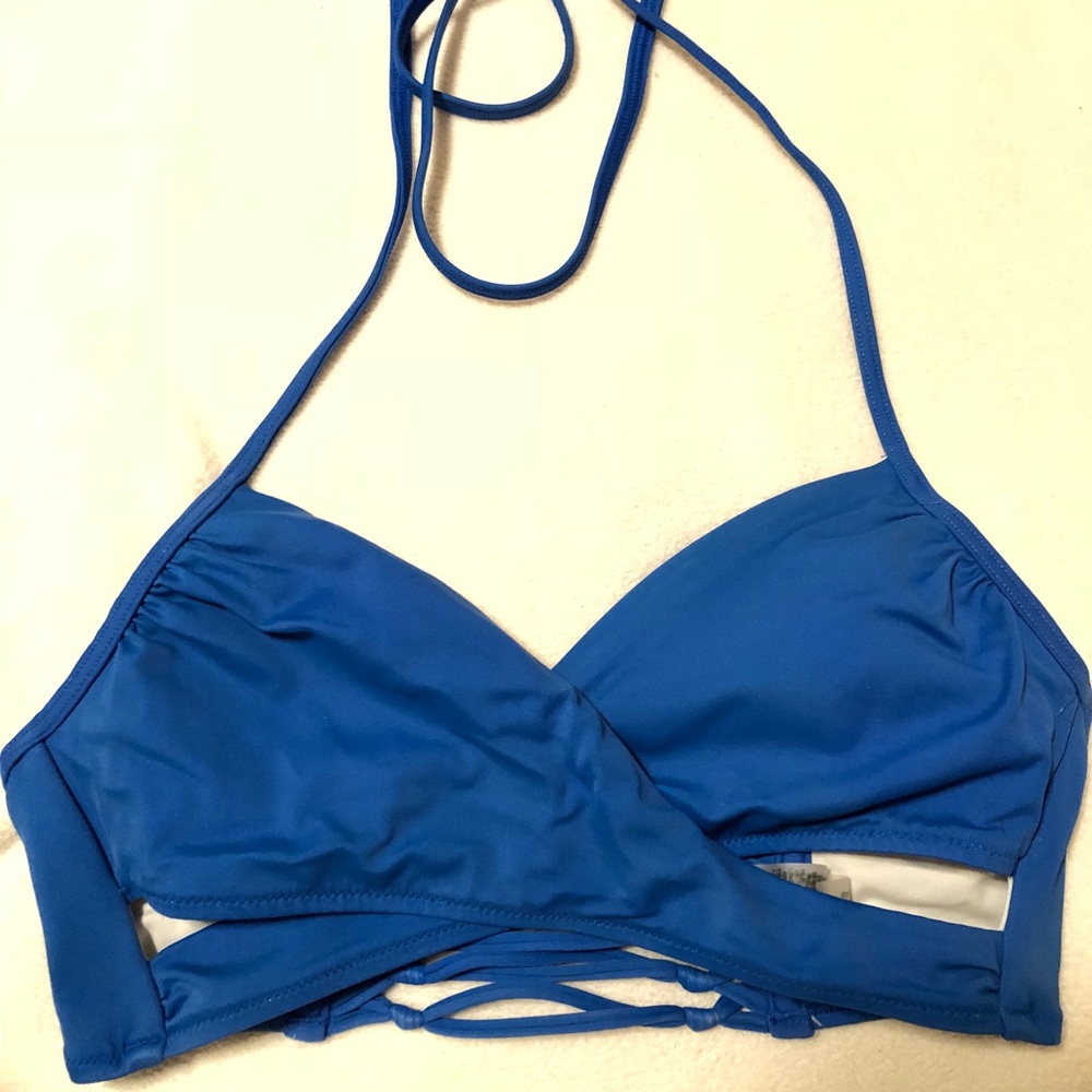 PINK Royal Blue cross bikini top